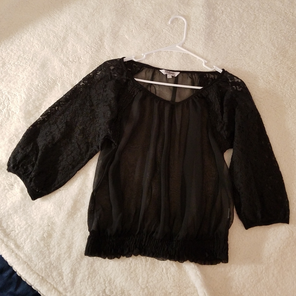 Tramp Black Sheer Top